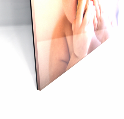 Close up of acrylic photo print corner