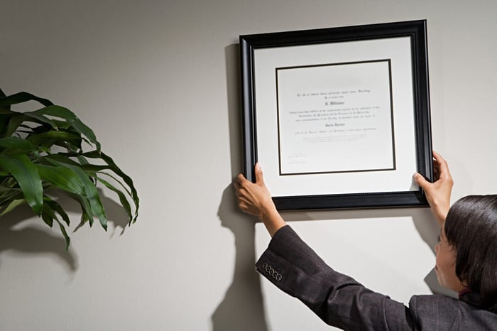 Custom framed certificate with mat border